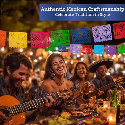 Miniatura 6 de Pancartas de Burrito para fiesta mexicana (paquete de 2 con 10 banderas de plástico por pancarta), pancarta de papel picado, decoraciones de fiesta