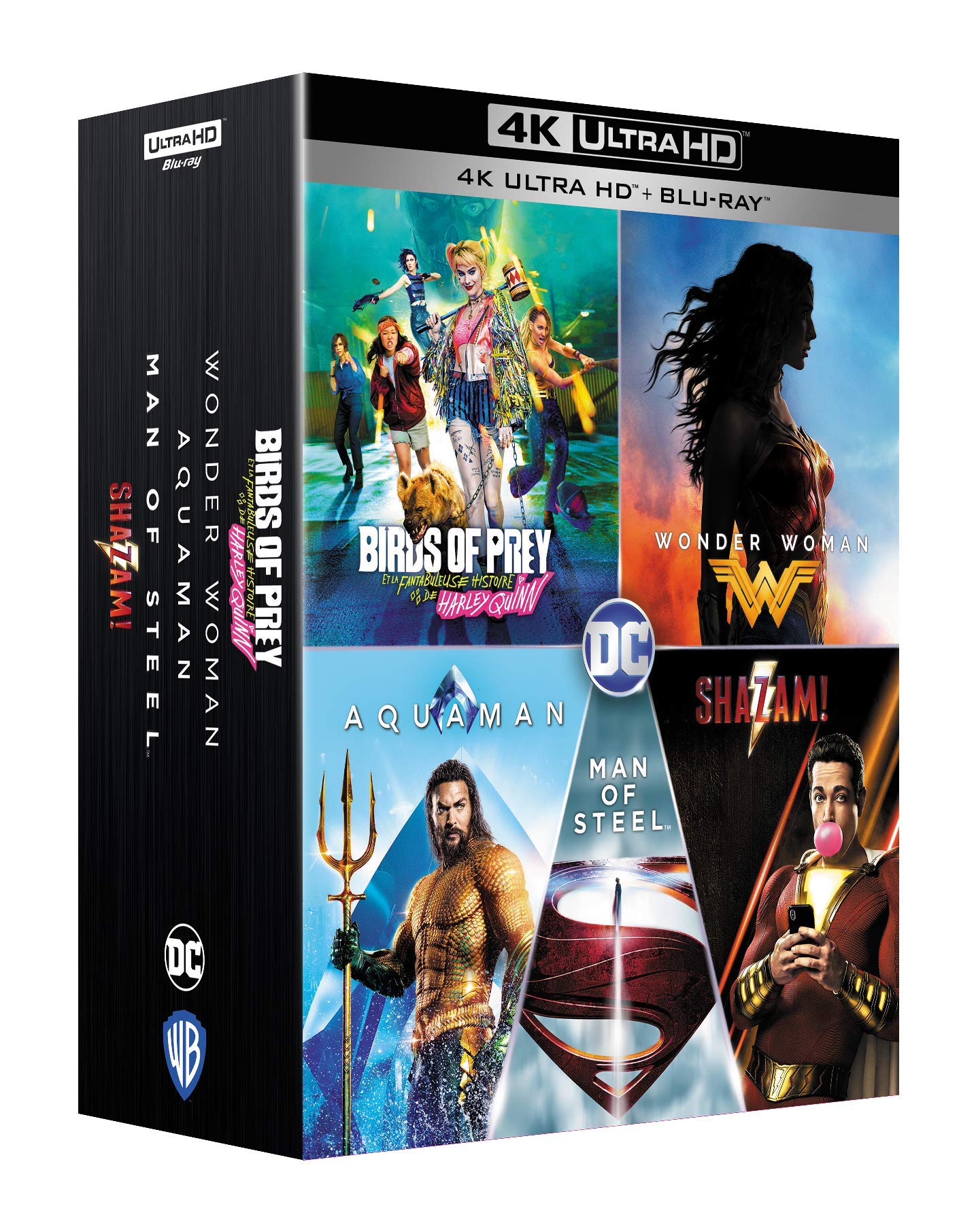 DC Universe-Coffret 5 Films : Birds Prey et la fantabuleuse Histoire de Harley Quinn + Shazam + Aquaman + Wonder Woman + Man of Steel [4K Ultra-HD + Blu-Ray]