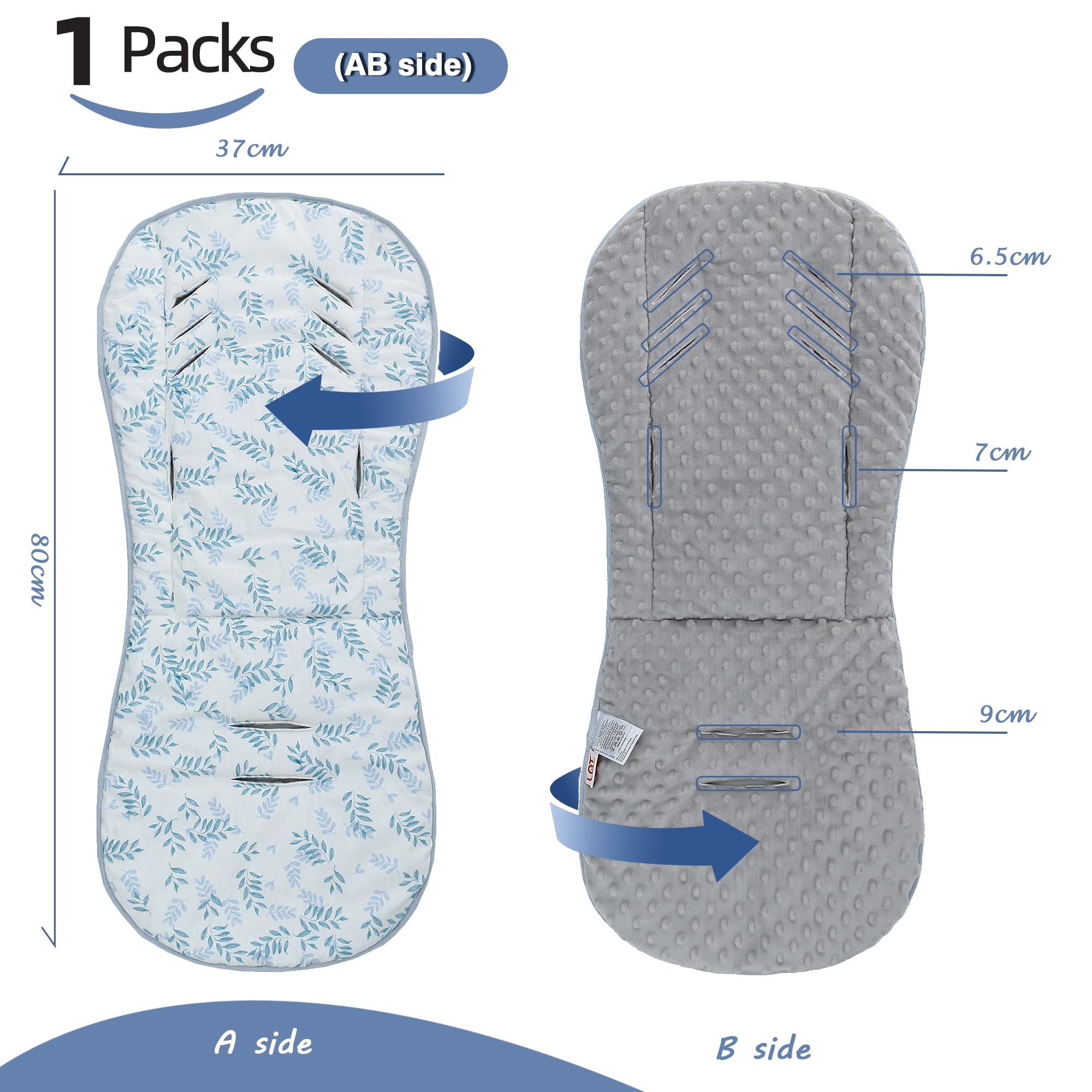 Baby Pushchair Seat Liners,Universal Double-Sided Pram Seat Liner,Baby Stroller Liner Pad Seat Cover Seat Cushion for Toddler Infant,Reversible for Pushchairs & Strollers,37x80cm (Pink Bows) - Image 2