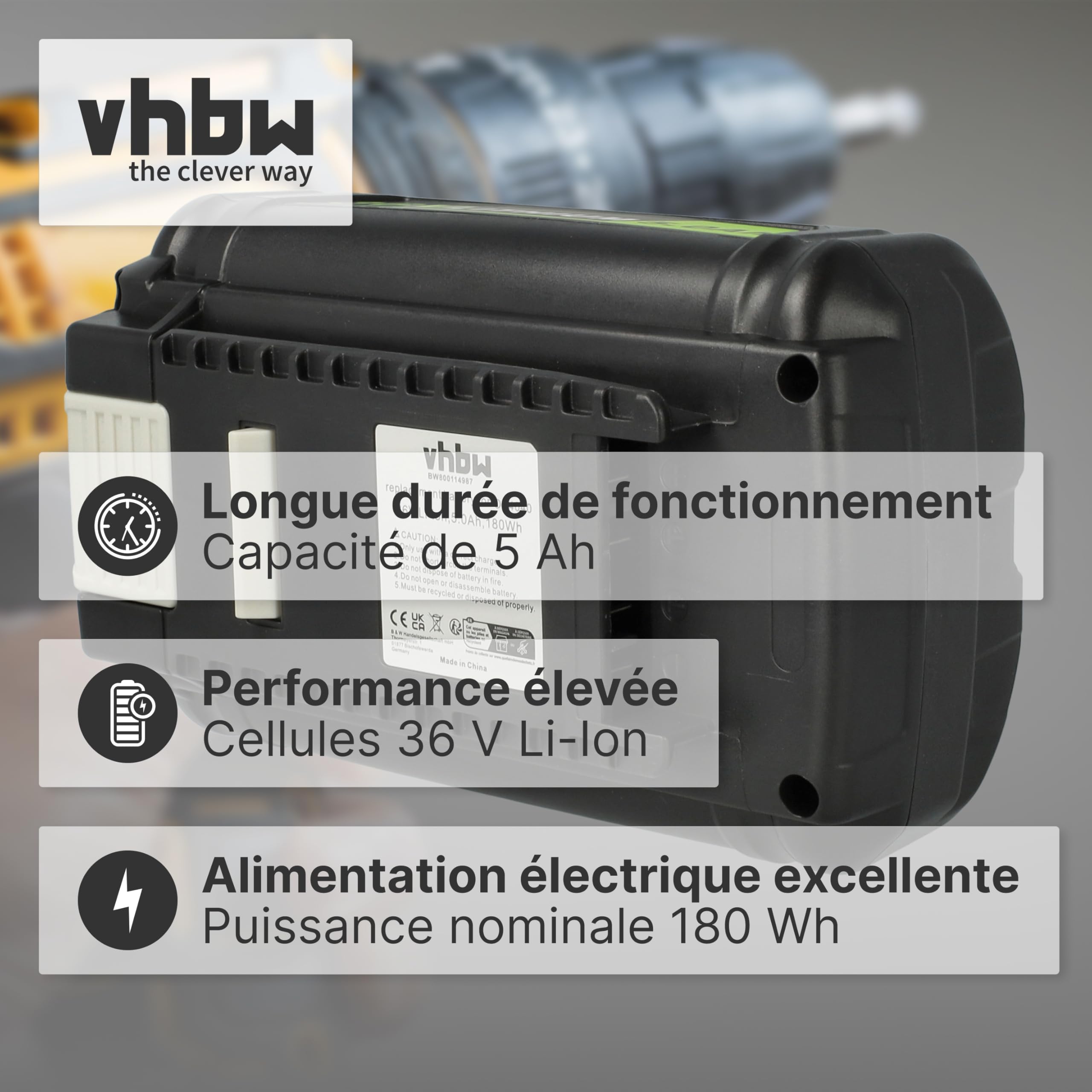 vhbw 1x Batterie Compatible avec Ryobi 40V 14 in Brushless Chain Saw