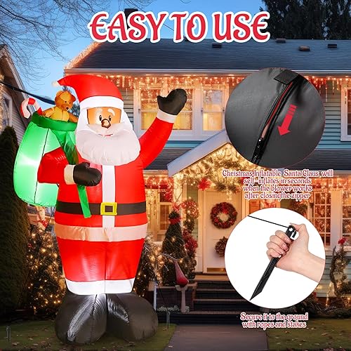 Miniatura 4 de Muñeco de nieve inflable de Navidad de 6 pies, decoración de patio inflable de Navidad con LED integrado, muñeco de nieve inflable para fiestas de