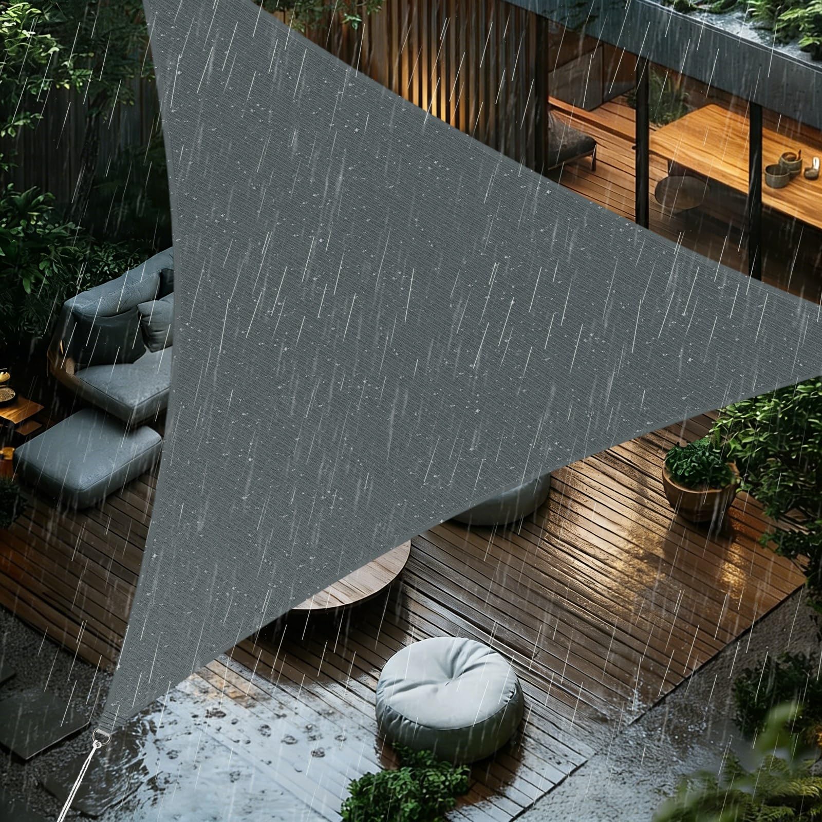 Sun Shade Sail 4.5x4.5x4.5m Triangle Waterproof PES Polyester 98% UV Block Sunscreen Awning Canopy for Outdoor Garden Patio Yard Lawn Party, Dark Grey