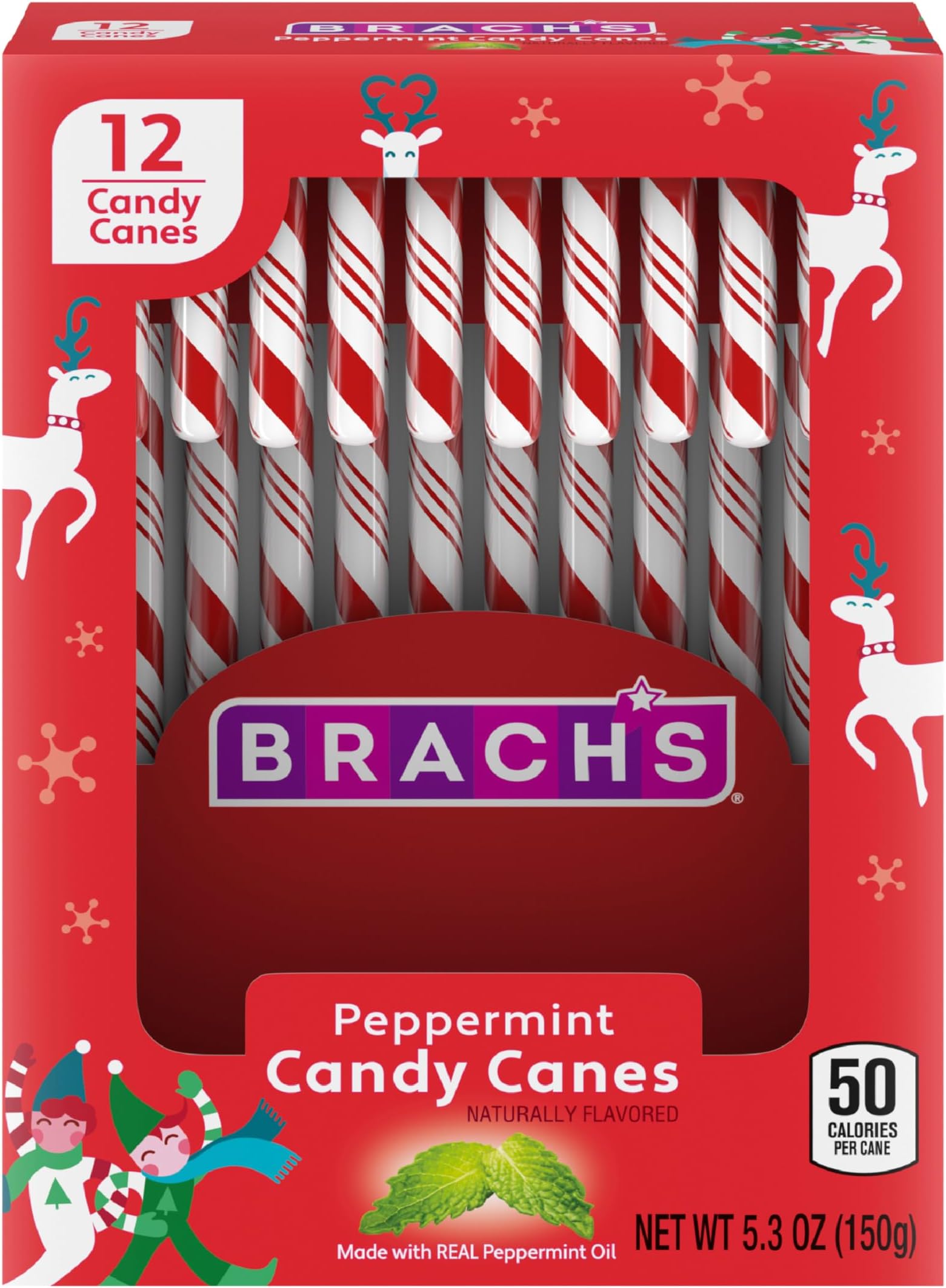 Bobs Red & White Mint Canes, Christmas Candy, Stocking Stuffers for Kids, Holiday Classic, 5.3 Oz, 12 Count (Pack of 1)