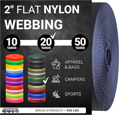 Vista 46 de Strapworks - Correa de nailon resistente de 2 pulgadas para cinturón, mochila, correa, collar, correa de perro, sujeción y más, 9, 18 o 45.7 metros