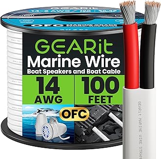 14 Gauge Marine Wire, 14/2 AWG (100ft) Marine Grade Tinned Copper Oxygen Free, Duplex 2-Conductor Insulated Red & Black Electrical Cable for Boat, Automotive, RV, Camper, Trailer