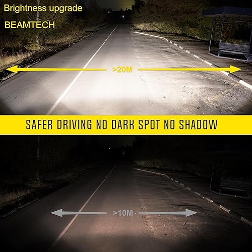 Miniatura 9 de BEAMTECH 9006HB4 - Bombillas LED, serie S1, sin ventilador, 10000lúmenes, 50W, 6500K, blanco frío, repuestos de halógeno, 2 bombillas