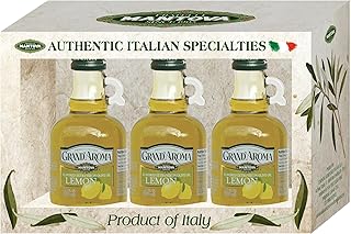 Mantova Grand’Aroma Lemon Flavored Extra Virgin Olive Oil, made in Italy, cold-pressed, 100% natural, heart-healthy cooking oil perfect for salad dressing, pasta, garlic bread, meats, or pan frying, 8.5 oz (Pack of 3)