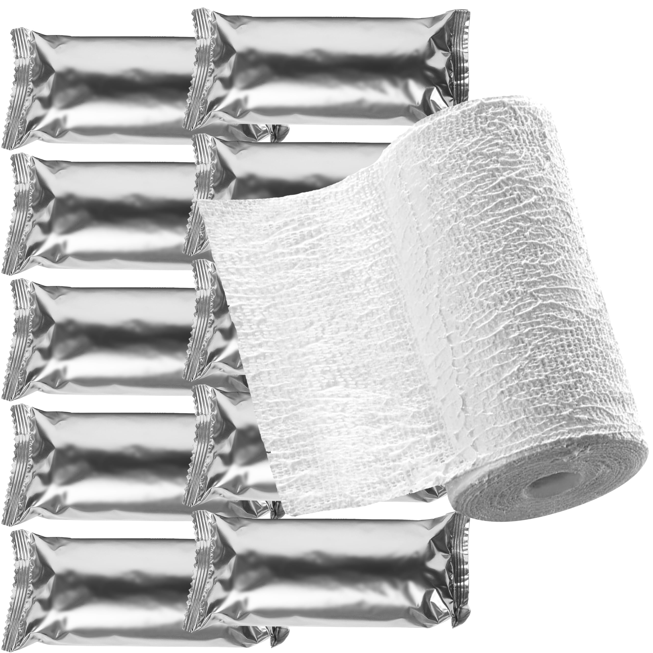 10 Bende Elastiche all'Ossido di Zinco 5 mt x 10 cm, Bendaggi Funzionali, Antinfiammatoria, Pronta all'uso - Made in Italy