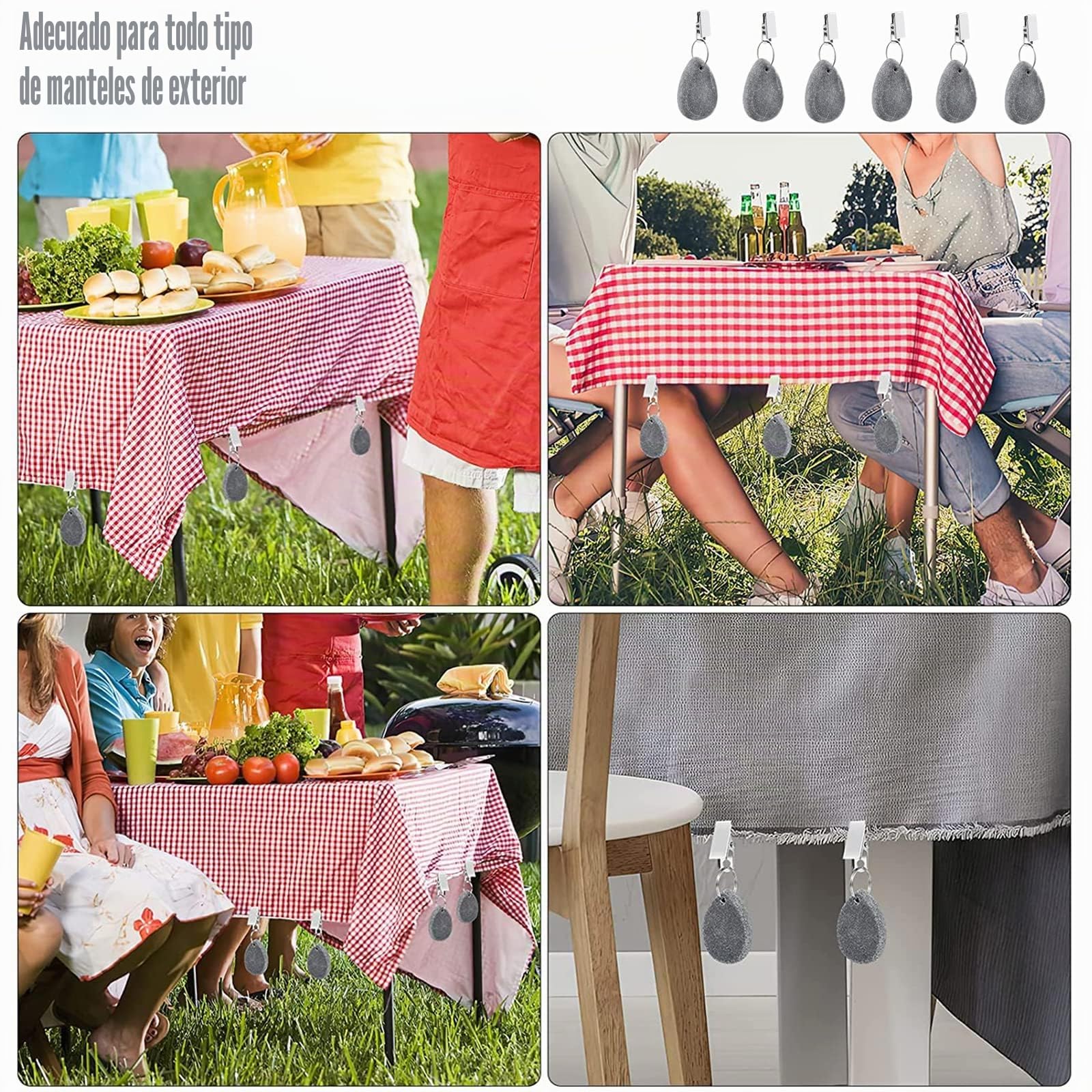 12 Piezas Pesas Mantel Pesos para Manteles con Pinza Mármol Natural Pesos para Manteles Exteriores,Contrapesos para Cortinas por Pesas para Plomos Cortinas por Mantel Exterior Jardin