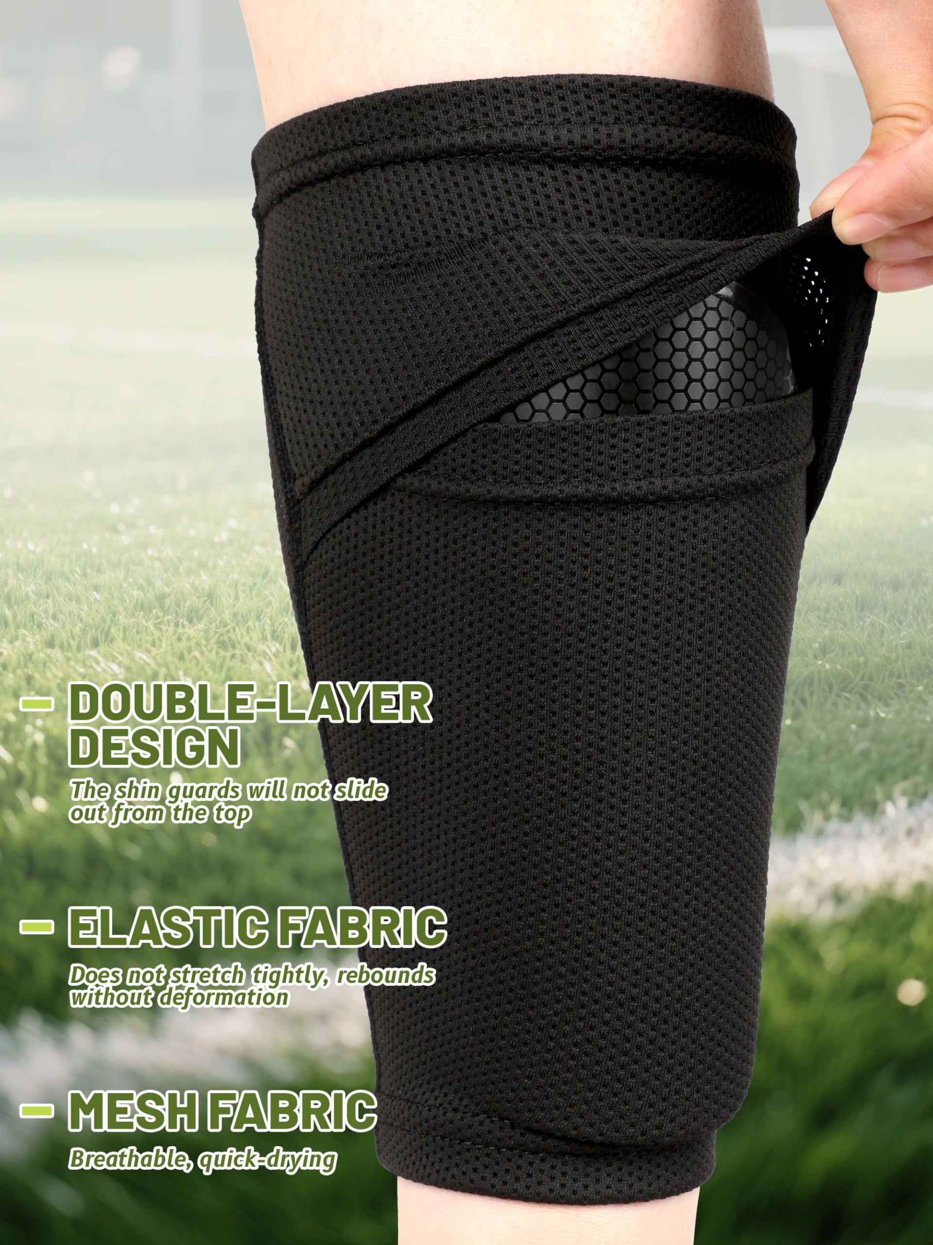 Hryrbay Espinilleras de fútbol para niños con mangas y calcetines para niños de 3 a 16 años, equipo de fútbol ligero de protección, ideal para jugar y entrenar inspirado en la Copa del Mundo