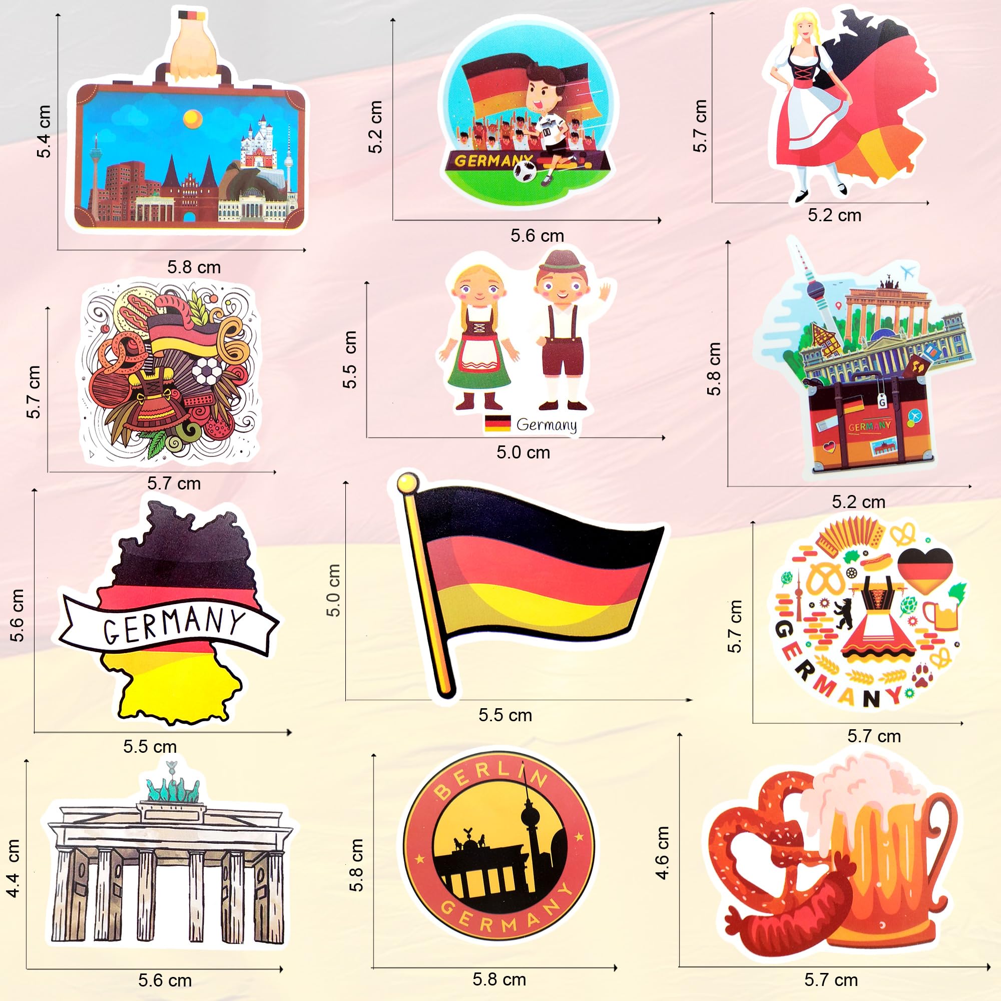 Germany car Sticker German Flag Sticker Scrapbook Stickers for Children Stickers for Adults Decals Pack Cool Suitcase Bike Travel Vintage Laptop Decal - Image 2