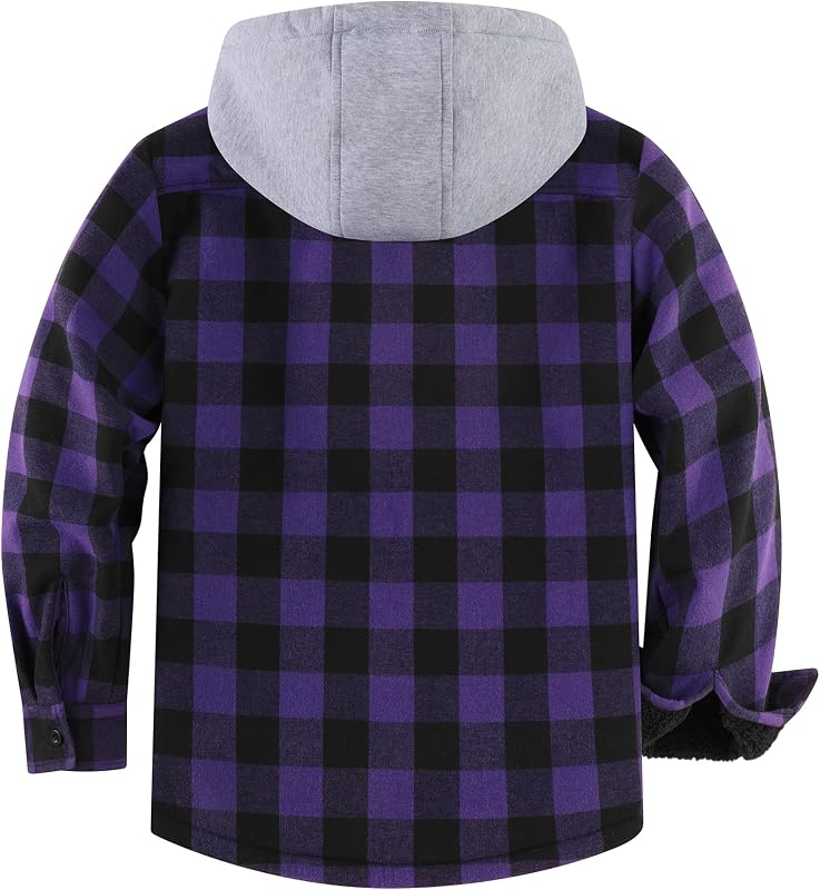 ZITY Flannel Jacket for Men Sherpa Fleece Lined Full-Zip Plaid Hoodie image 7