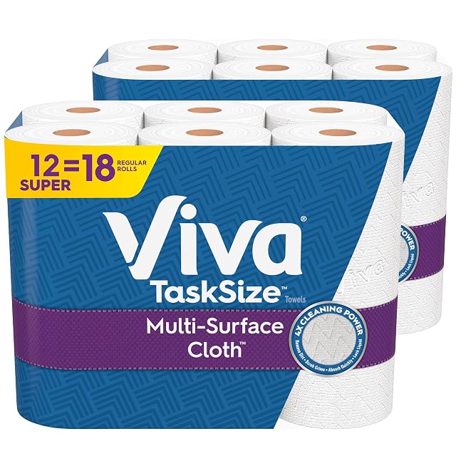 Viva Multi-Surface Cloth Paper Towels Task Size - 12 Super Rolls 2 Packs of 6 - 81 Sheets