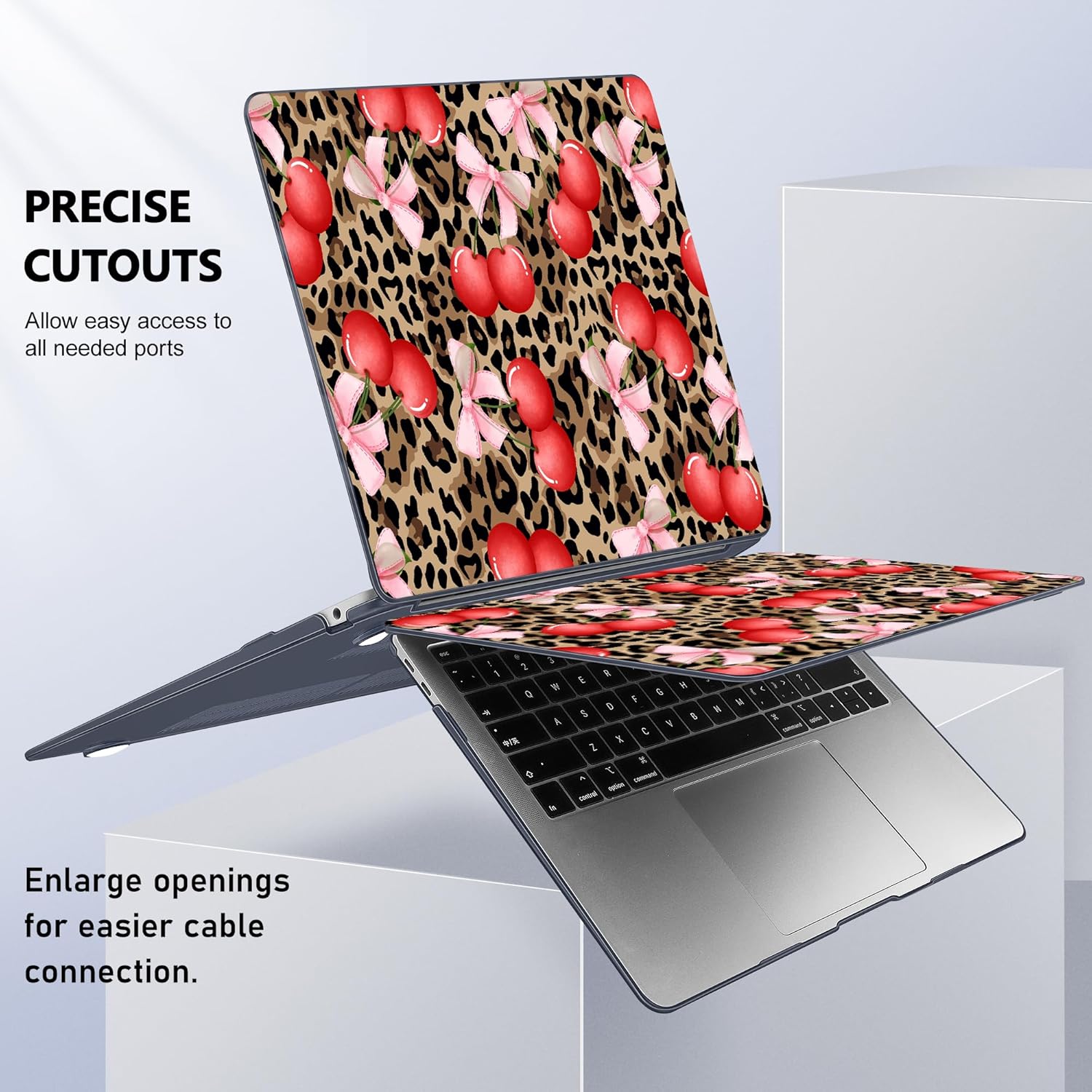 for MacBook Air 13 inch Case 2022 2021 2020 2019 2018 Release A2337 M1 A2179 A1932 Touch ID, Plastic Hard Shell Cover&Keyboard Cover for MacBook Air 13.3 inch Case, Leopard Cherry
