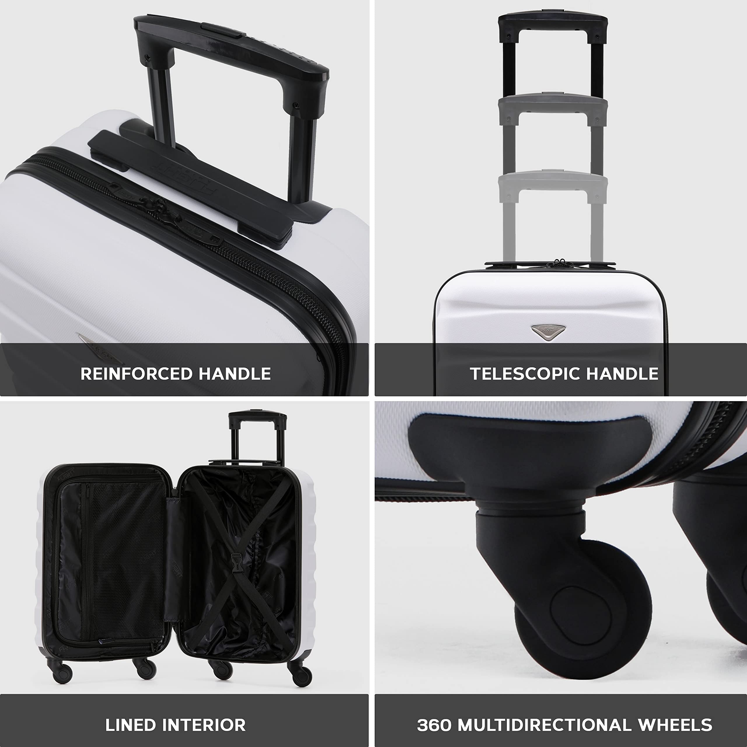 Flight Knight Cabin Suitcase 55x40x20 Ryanair Priority, EasyJet, Jet2 Lightweight Small Durable 4-Wheel Cabin Case, Carry-On for Over 60 Airlines, Hard Shell, 10kg Hand Luggage Bag (55 x 40 x 20 cm)
