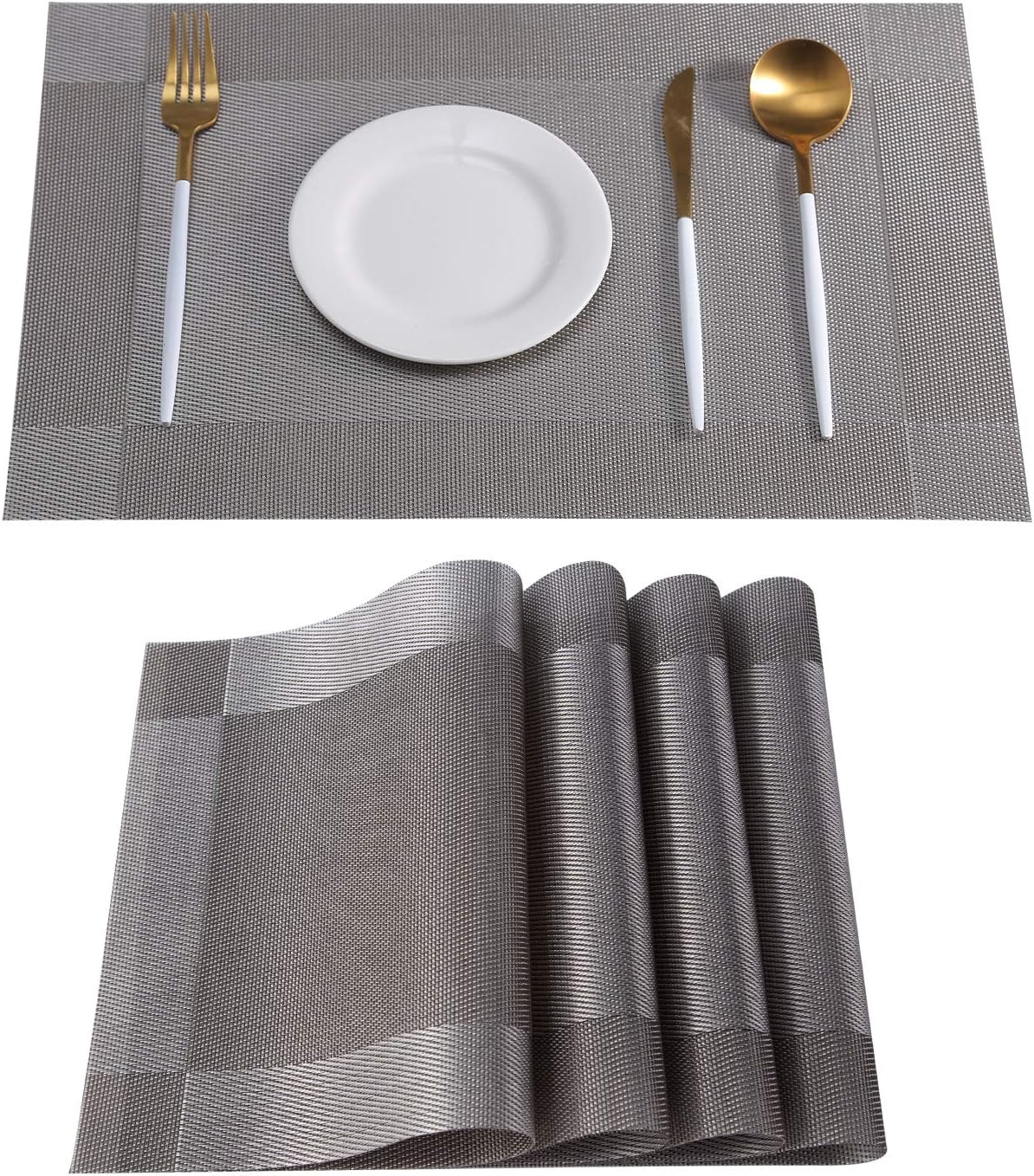 mijia Placemats Set of 6 Woven Vinyl Table Mats PVC Heat Insulation Stain Resistant Non Slip Kitchen Dining Table Decoration