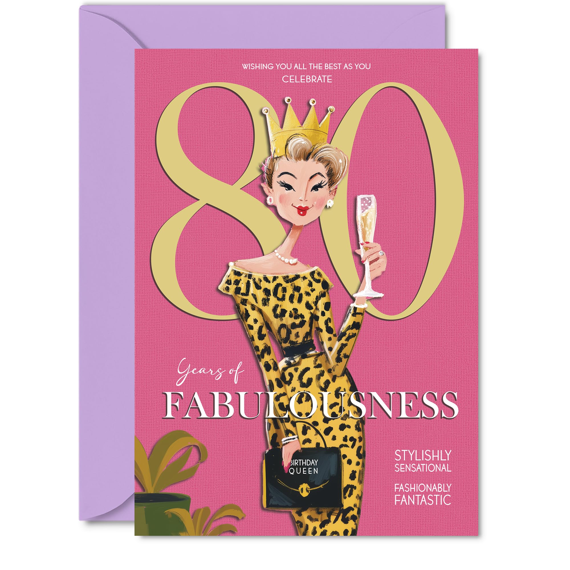 80th Birthday Cards for Women - Years Of Fabulousness - Happy Birthday Card for 80 Year Old Woman Nan Granny Grandma Gran, 5x7 Inch Bday Greeting Cards