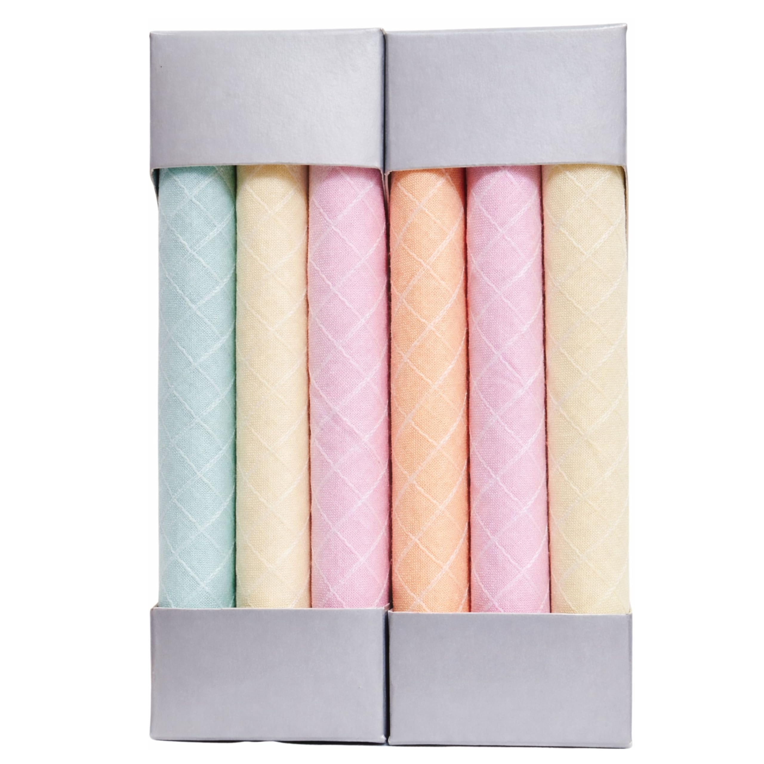 Cotton Striped Handkerchief for Women | Soft, Skin-Friendly, Lightweight & Absorbent | Reusable Pocket Hanky for Daily Use (Multicolor) (Pack of 6)