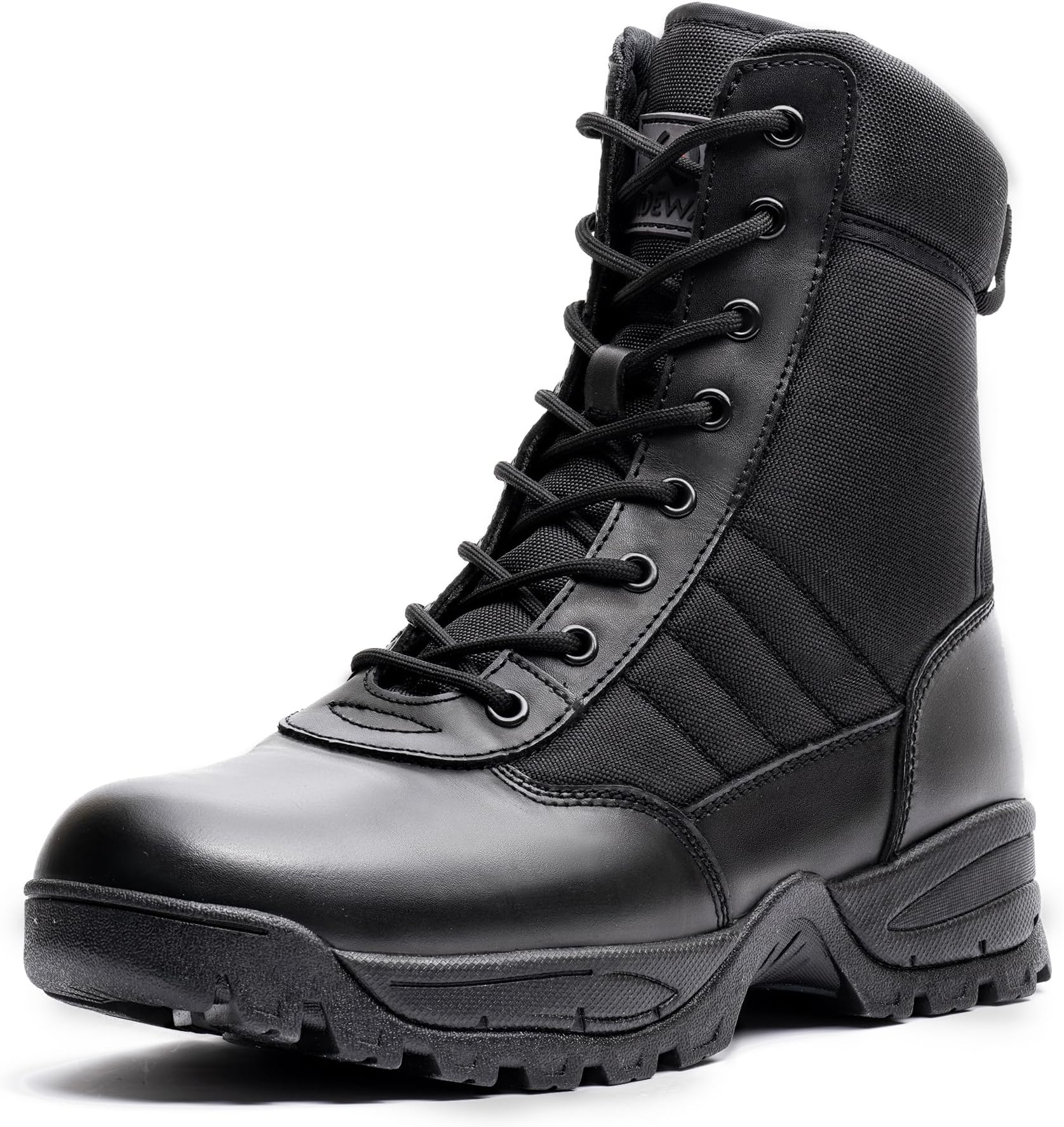 WIDEWAYMen's Military Tactical Combat Boots Side Zipper Work Motorcycle Boots 8 inch