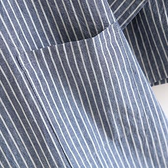 Fendawn Strive Classical Traditional Japanese Style Pajamas, Stylish Cotton Bathrobe Kimono Pajamas Casual Clothes for Men and Women, Blue Stripe