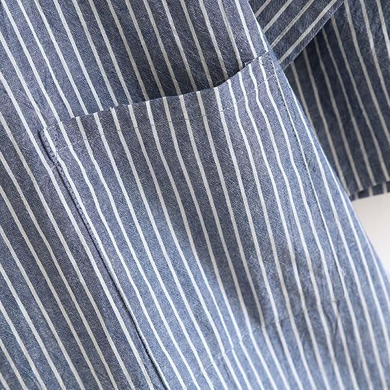 Fendawn Strive Classical Traditional Japanese Style Pajamas, Stylish Cotton Bathrobe Kimono Pajamas Casual Clothes for Men and Women, Blue Stripe