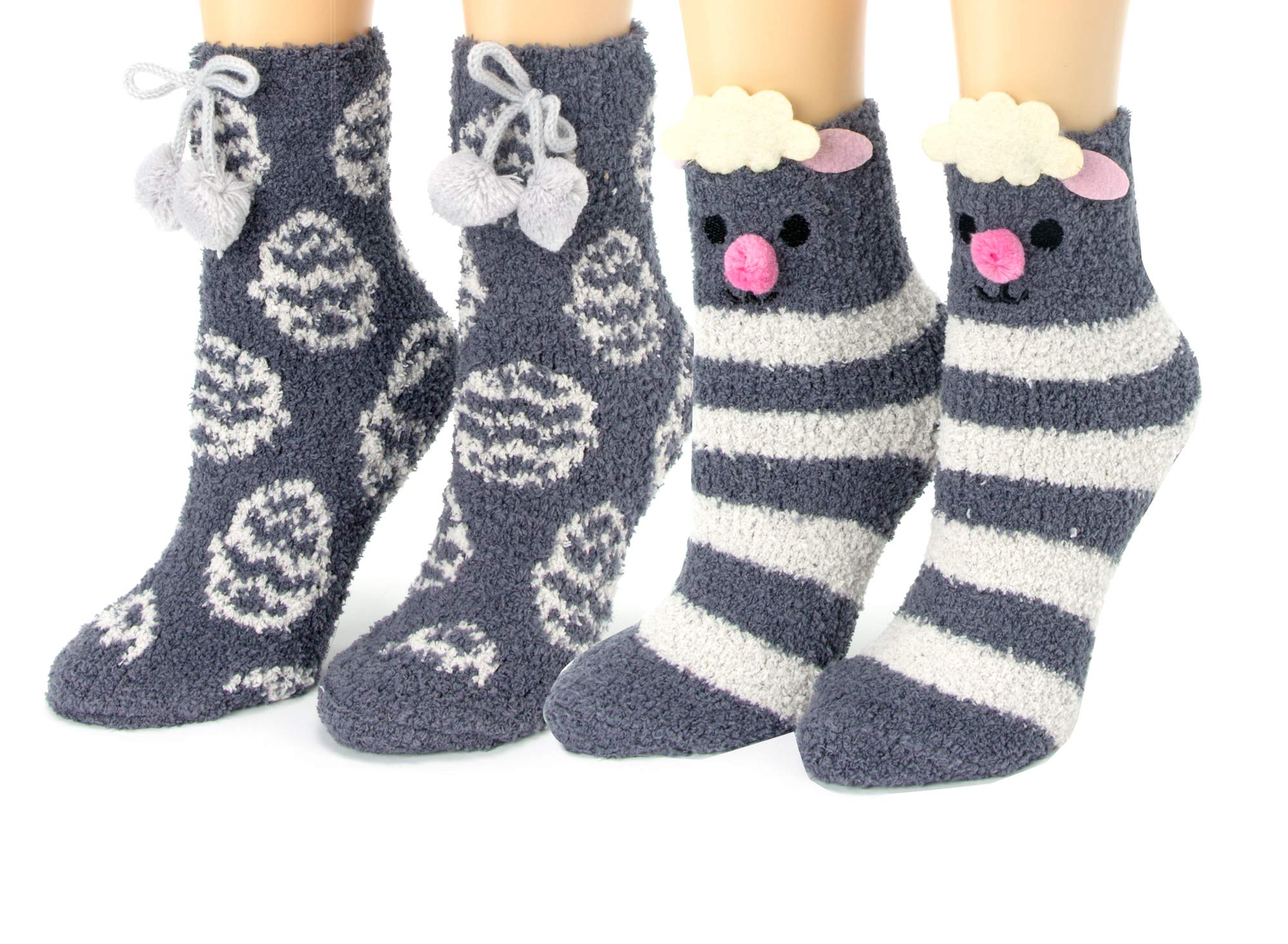Red BeneWomen's Animal Fuzzy Socks, Lamb Set, One Size