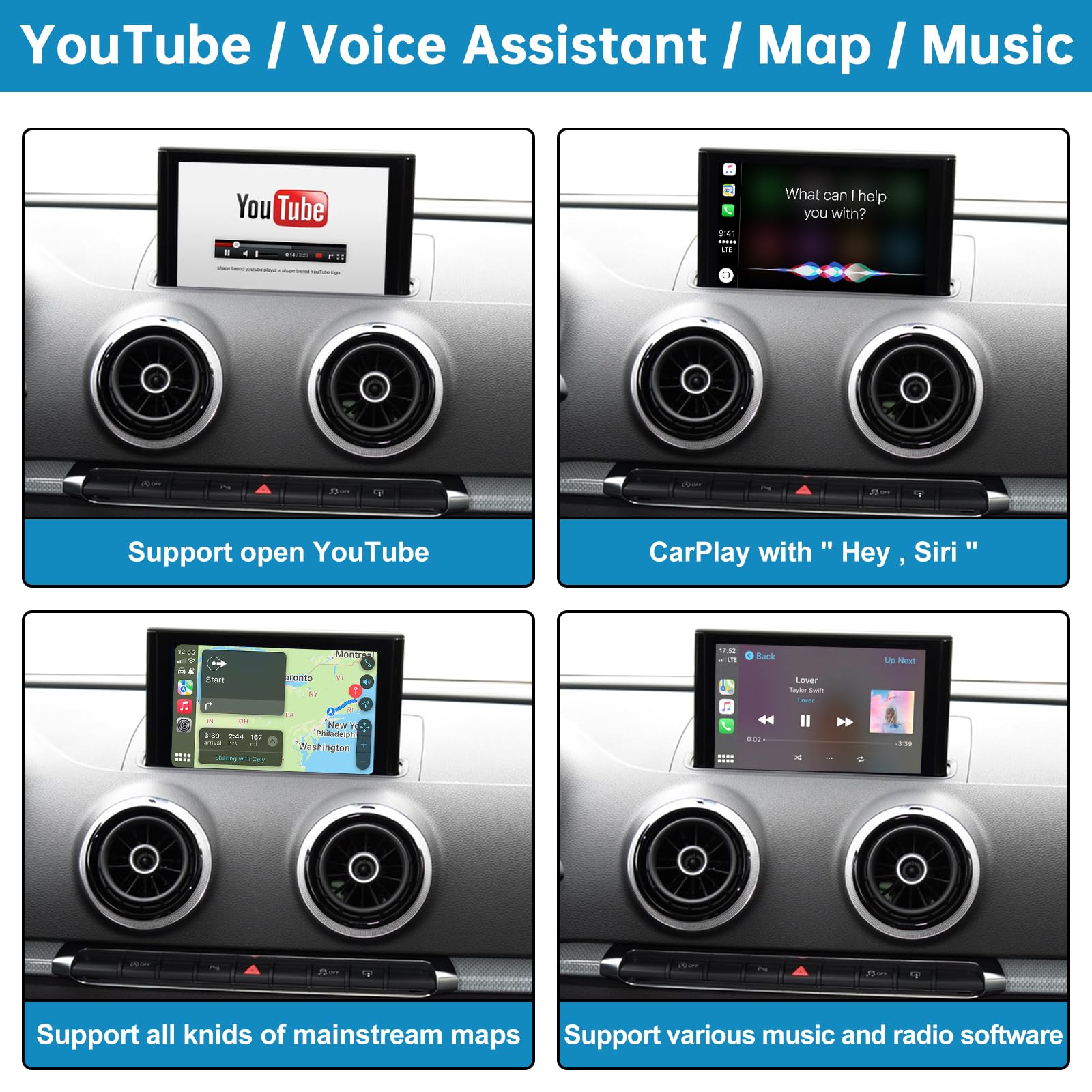 アクセサリー car play Fo r Audi A3 2013-2018 Audi a3 8v 2013-2018 беспроводные carplay android