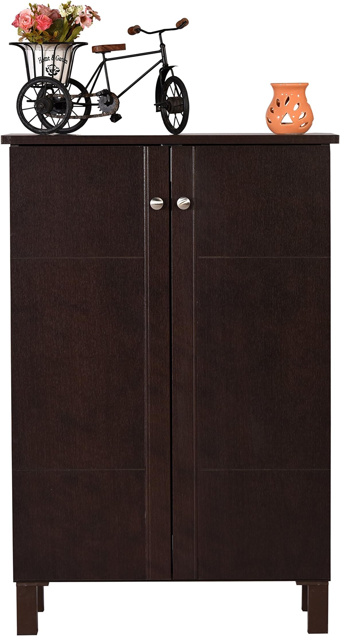 DeckUp Alvo 2-Door Engineered Wood Shoe Rack (Dark Wenge, Matte Finish)