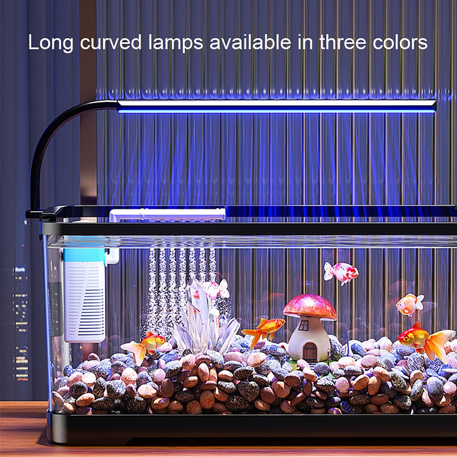 Aquarium avec Filtre Et Lumière, Kit Complet D'aquarium LED pour Petits Poissons, Betta, Chambre d'enfant, Bureau(Medium)