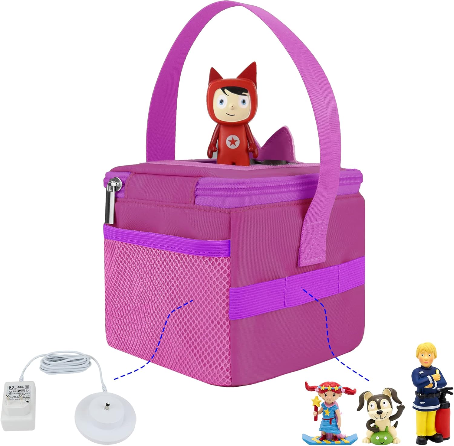 Carrying Case for Toniebox and Tonies Figures, with Cover for Tonies Ears, Transport and Storage Bag for Toniebox and Accessories, Purple - Image 3
