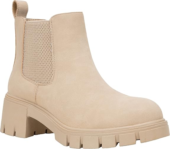 Vepose Women's 936 Lug Sole Platform Chelsea Ankle Boots Combat Fall Booties