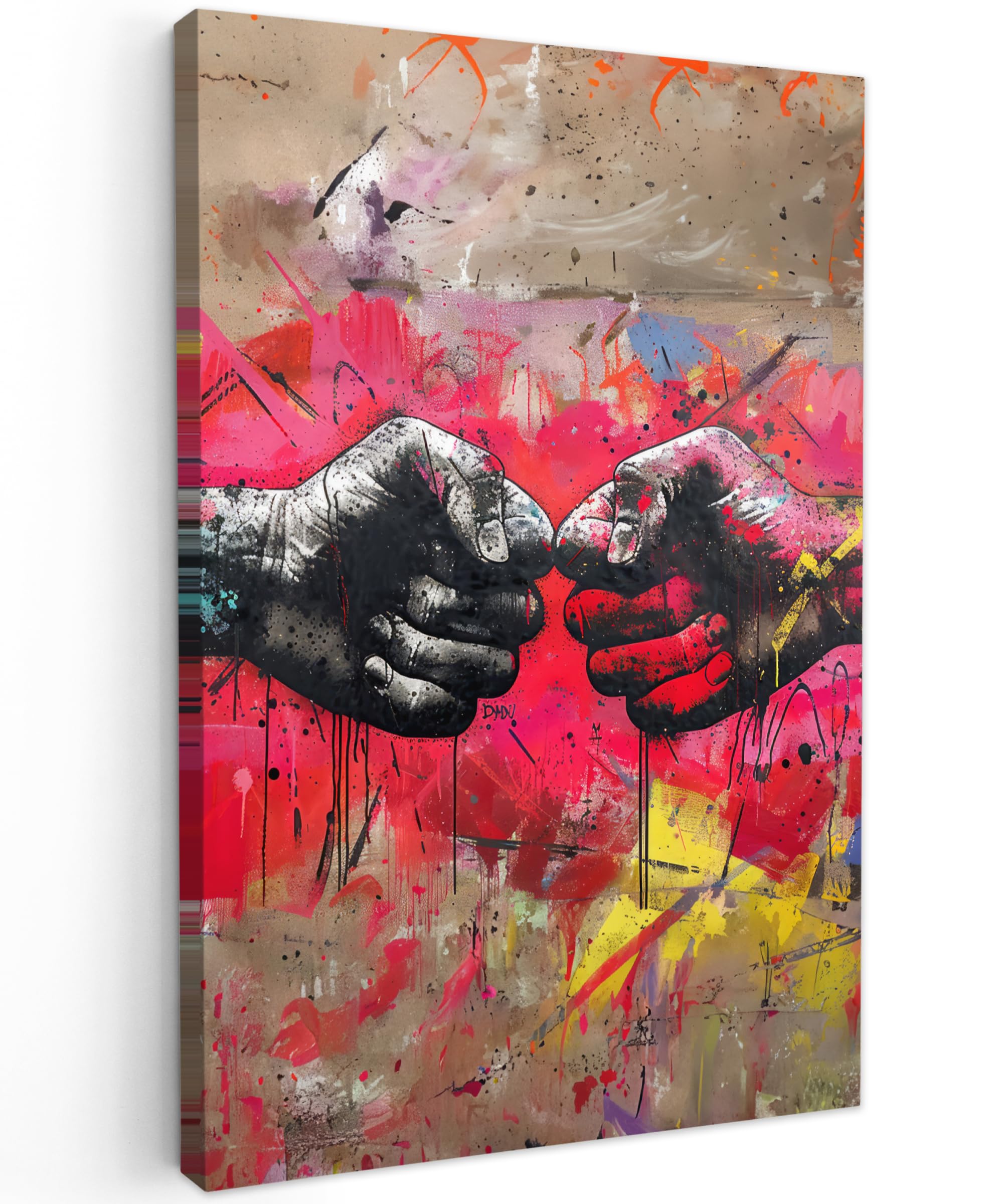 MuchoWow© Canvas Wall Art 8"x12" / 20x30 cm Decor Hanging Pictures for Living Room Canvus Artwork Deco Walls Street art - Hands - Graffiti - Art - Banksy — image 1