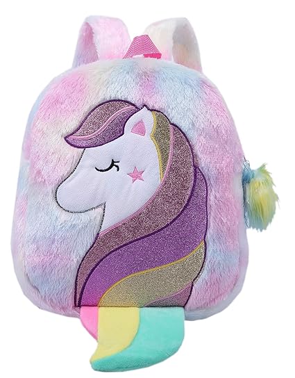 SwooK Plush Unicorn Furry Furr Cute Womens Girls Travel Picnic Backpack Backpacks Back Bag Bagpack for Womens Girls