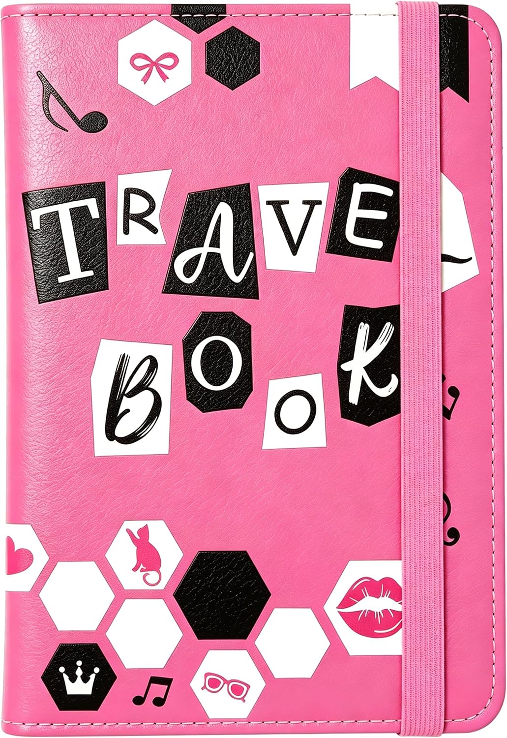 Leather Passport Travel Book Holder Cover Notes Lips Crown Pink Travel Wallet Passport Case with Credit Card Slots for Women Men Travelling Essentials for Flying