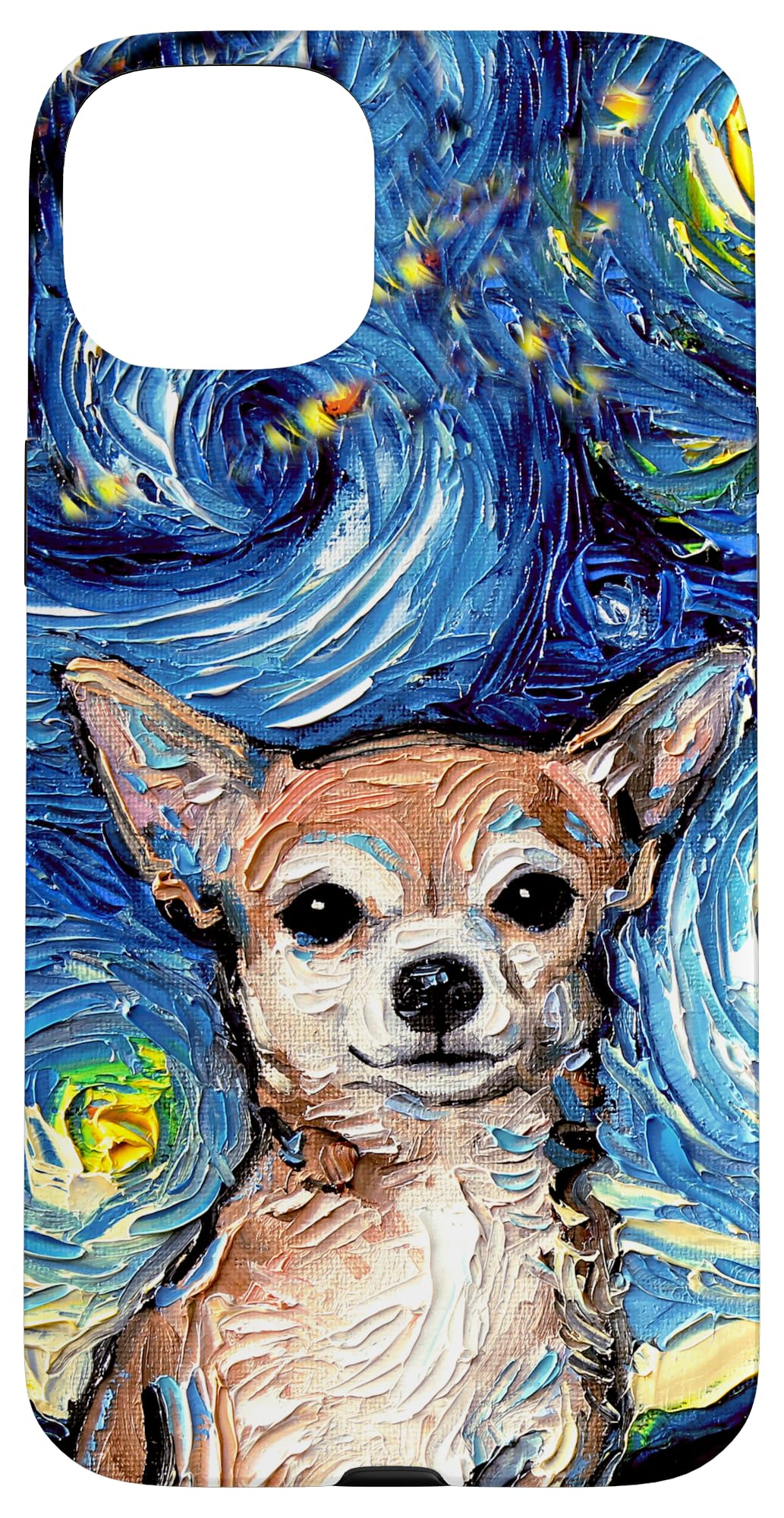 Tan Short Hair Chihuahua Starry Night Artwork Dog Lover Gift Case for iPhone 15 Plus