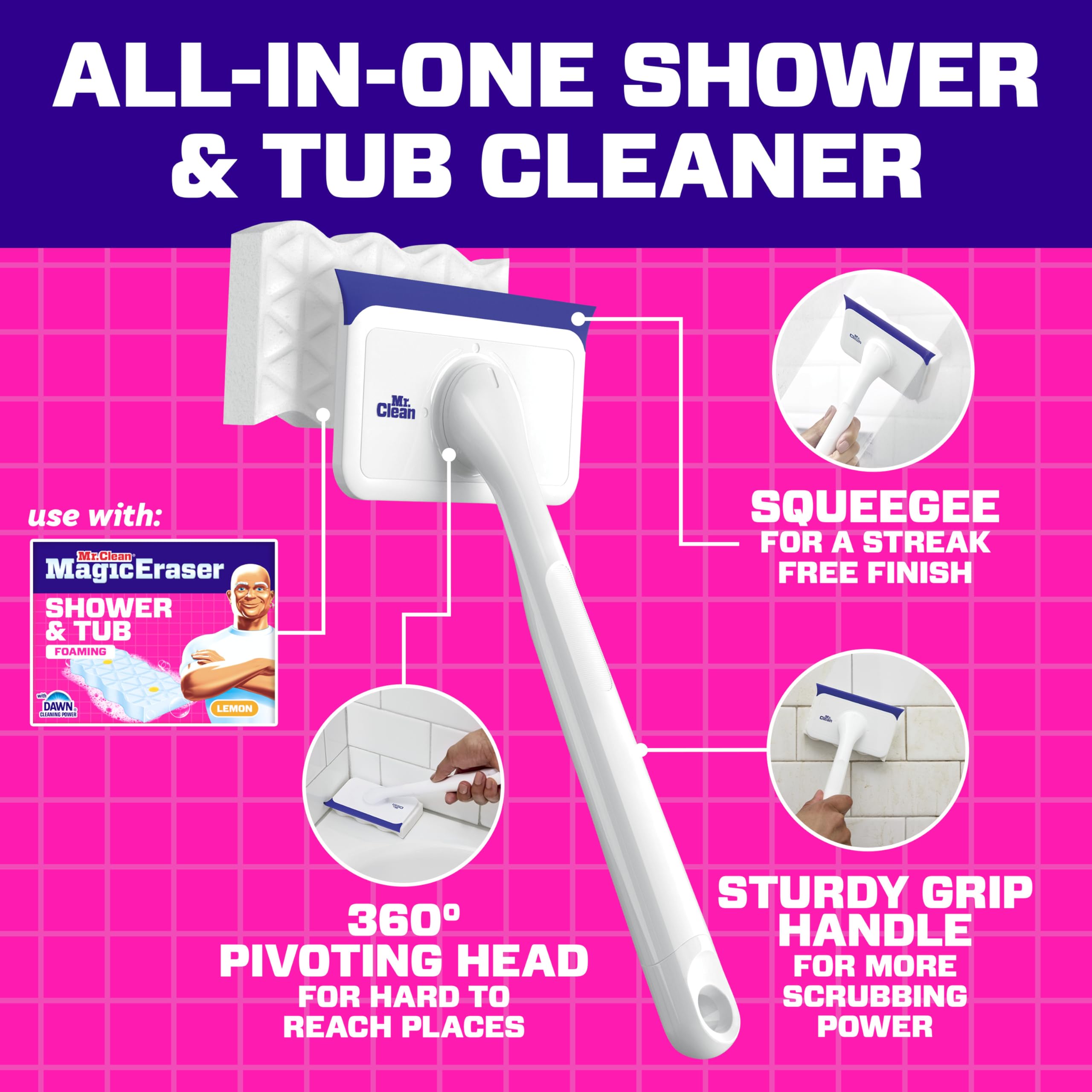 Lemon Shower & Tub Scrubber with 2 Foaming Magic Erasers J16189