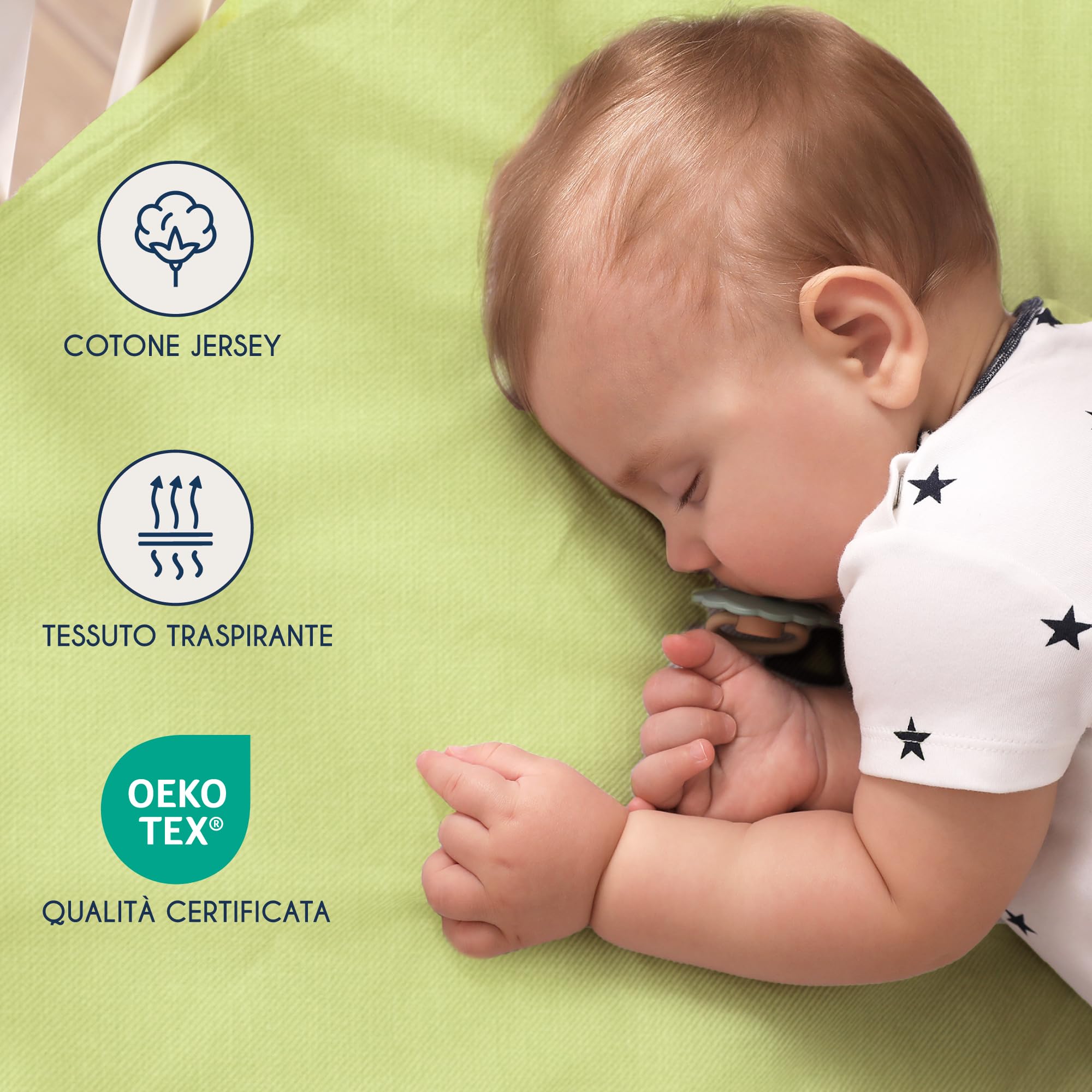 Dreamzie - Set 2 Lenzuolo con Angoli Cotone Bambini - 60x120/ 70x140- Oeko Tex certificato - Verde - Lenzuolo con Angoli 60x120/ 70x140