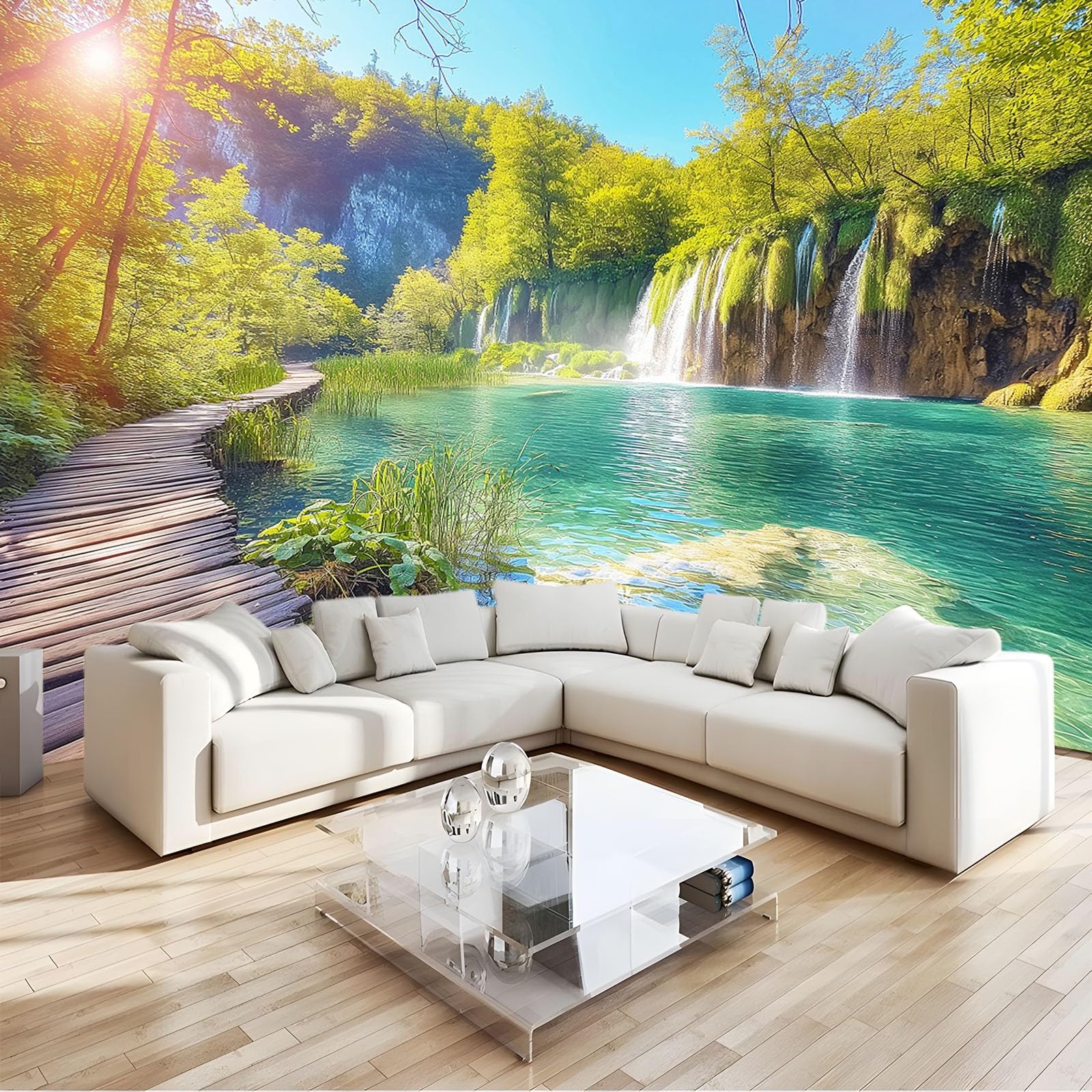 3D Vliestapete Natürliche Landschaft Plitvicer Seen Kroatien Wasserfall 250x175 cm Fototapete, Wanddeko, Wandbild, Wandtapete, Vlies Tapete, Wohnzimmer Schlafzimmer Büro Flur Wand Dekoration