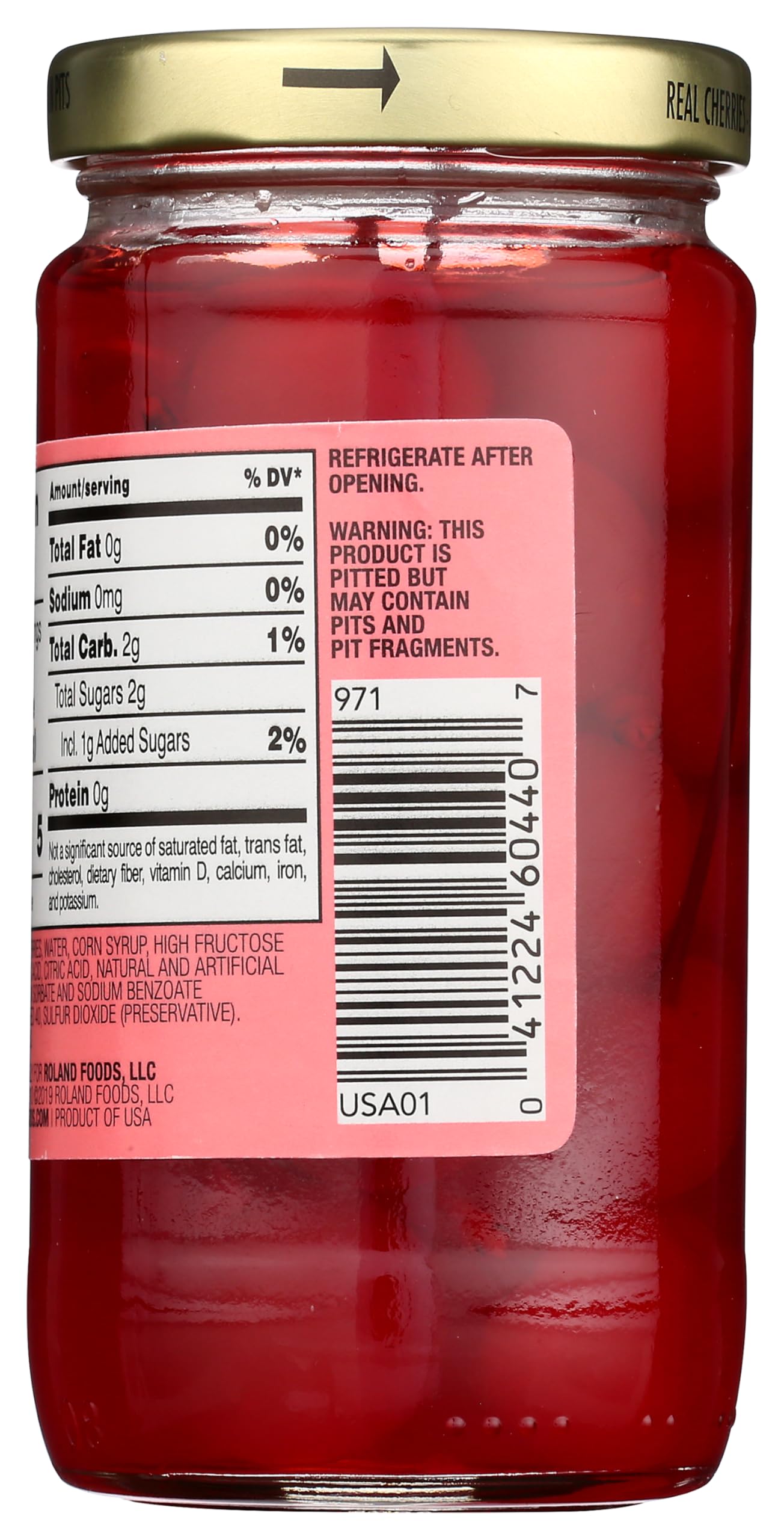 Roland Premium Maraschino Cherries With Stems, 10 Ounce Jar, Pack of 1