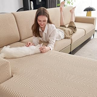 Couch Cushion Covers for Sectional Sofa, Wear Resistant Stretch Sofa Slipcovers for Sofa Universal Cushion Protector Washable Elastic Elastic Couch Seat Cover for Pets (Khaki, 1 Back Cover)