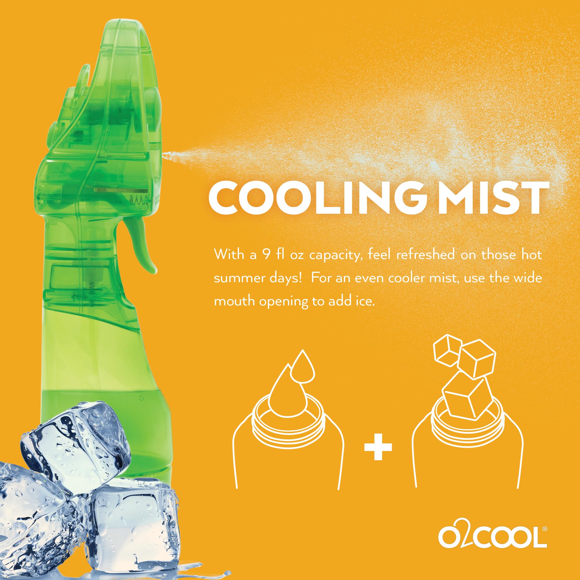 O2COOL 2-pak Deluxe ręczny przenośny wentylator zaparowujący, zielony