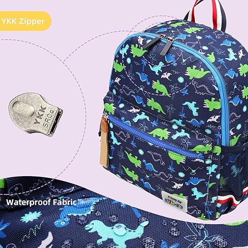 Miniatura 6 de Mochila de jardín de infantes de Cartoon Bus 12 para niños y niñas, mochila impermeable para niños pequeños, Dinosaurio