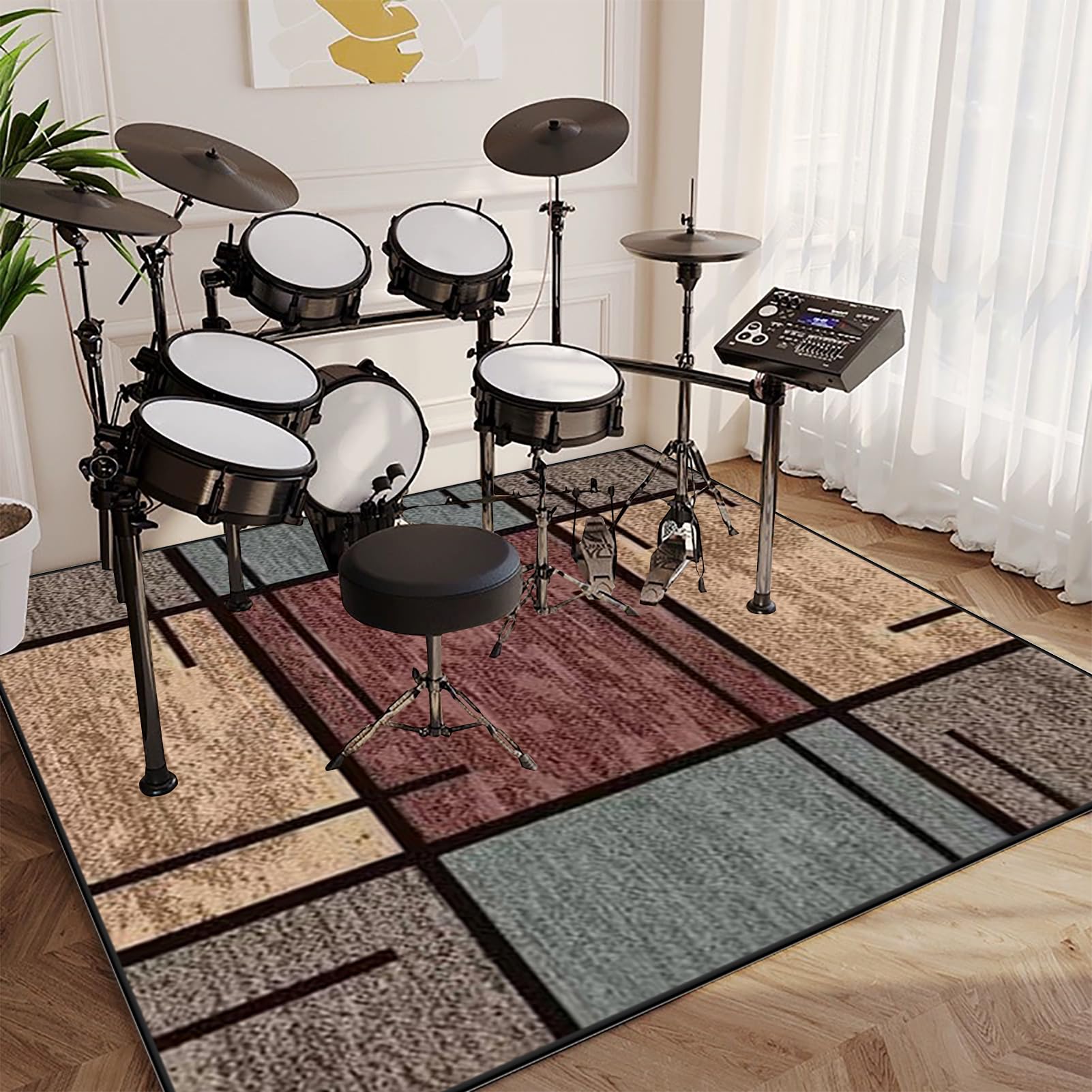 Tappetino Insonorizzato Batteria | Carpet Drum Mat | Tappeto per Batteria | Tappeto Professionale per Batteria e Strumenti a Percussione | Tappeto Antiscivolo Batteria Elettronica 140 x 120 cm