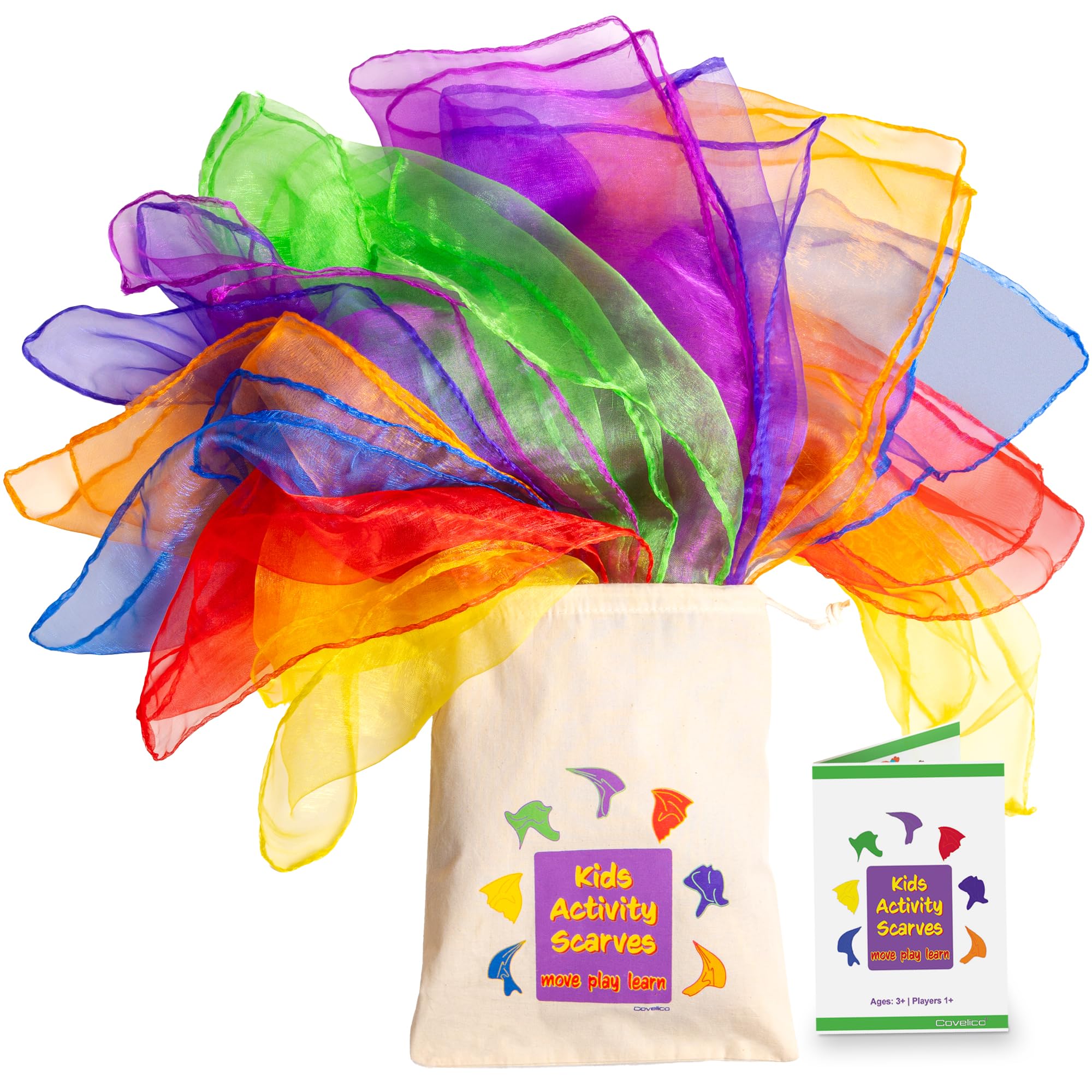 14 Dancing Scarves for Kids - Juggling Scarves for Play & Dance, Parties, Music & Movements - Play Silks for Toddlers & Preschool for Early Learning