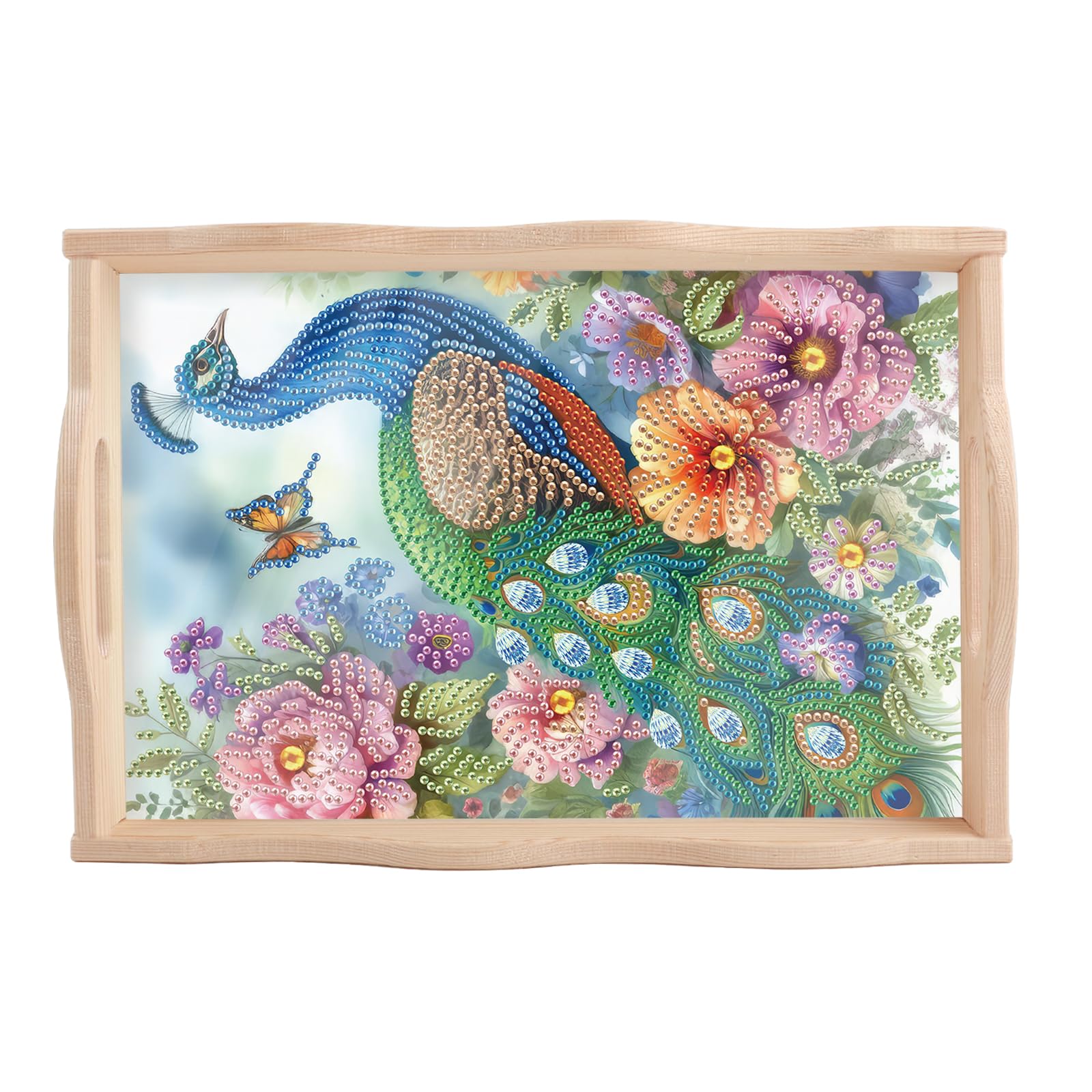 DIY Diamond Art Tray with Handle Diamond Art Painting Plate Creative Design Handmade Wooden Tray Mosaic Making Kits by Number Kits Diamond Art for