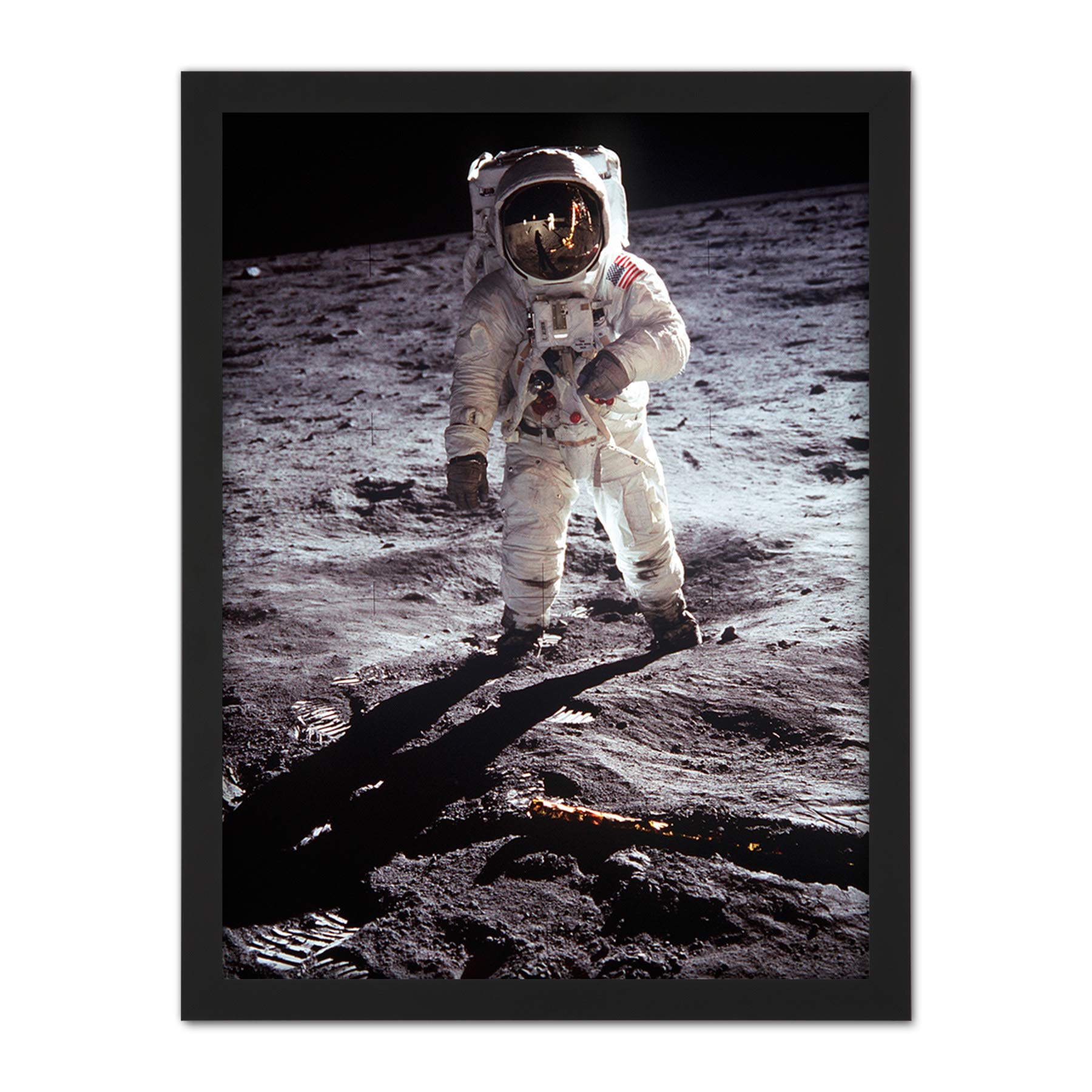 Apollo 11 Astronaut Aldrin Armstrong 50th Anniversary Moon Landing Large Framed Art Print Poster Wall Decor 18x24 in