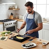 Vista 7 de Japanese Cast Iron Tamagoyaki Pan - Pre-Seasoned, Liquid Nitrogen Treated, Non-Rust, Ready to Use, Detachable Wood Handle, Oven Safe, for Omelets