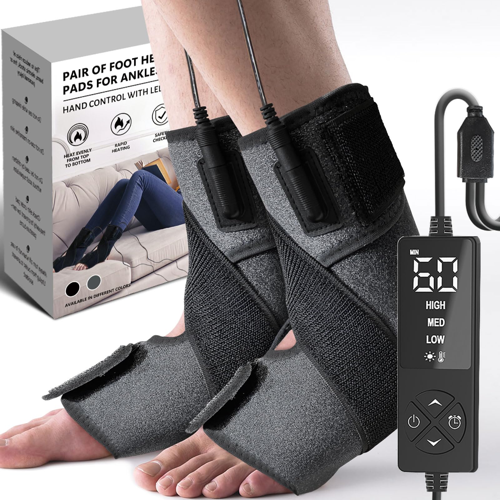 sticro 1 par de almohadillas térmicas de tobillo para aliviar la tendinitis de Aquiles, tobillera térmica para esguince de tobillo, alivio del dolor de talón y artritis (gris)