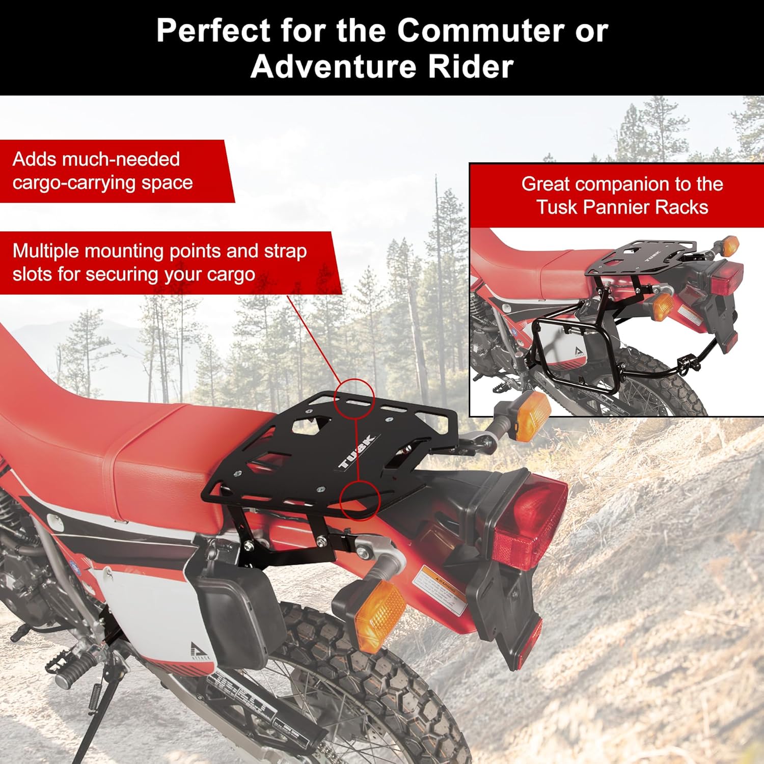 Tusk Top Rack Luggage Carrier Rear Tail Rack with Sub Frame Support Compatible with Honda XR650L 1993-2025