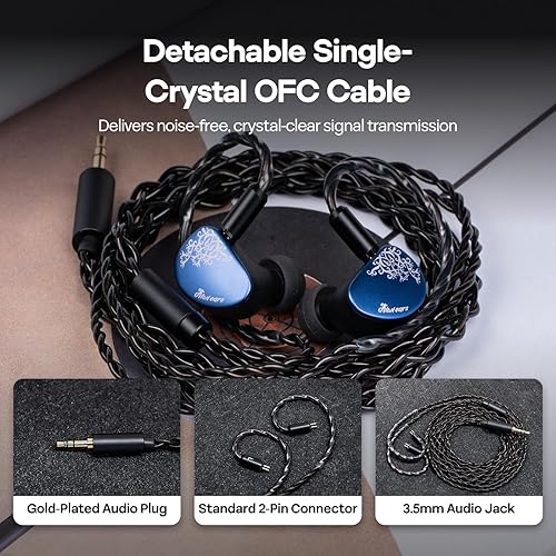 Miniatura 7 de Linsoul Kiwi Ears Cadenza II - Monitor de oído de titanio de 0.394 pulgadas, auriculares IEM con cable de alta fidelidad con KARS 2.0, equilibrio